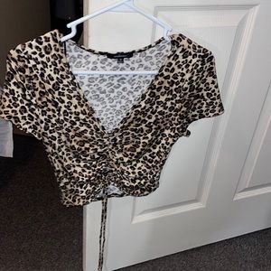 Cheetah crop top shirt size M